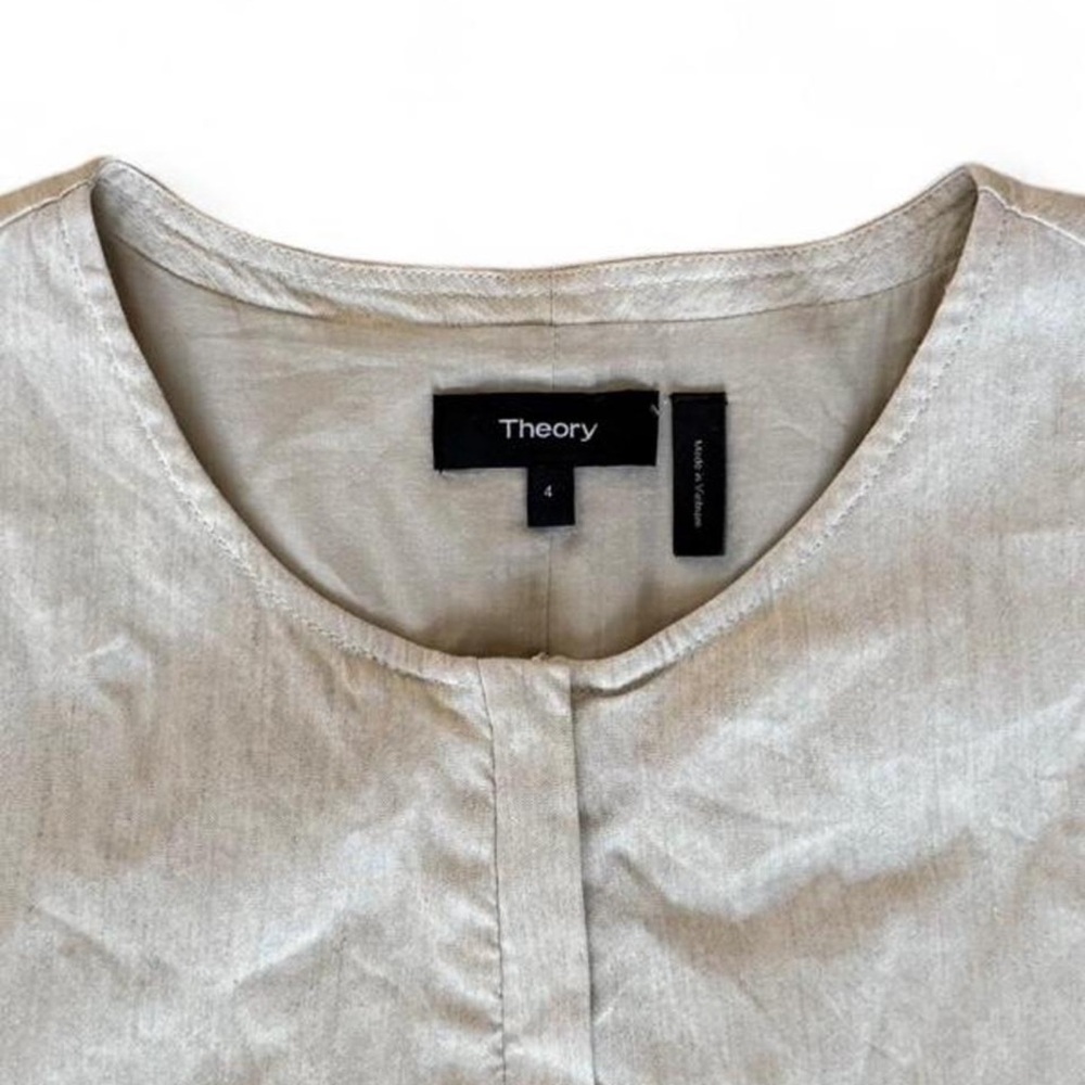 Theory Easy Crew Shift Crunch Linen Dress - Picture 4 of 8